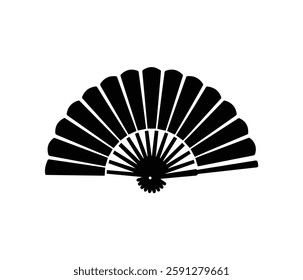 Stylish Black and White Silhouette of a Traditional Asian Fan