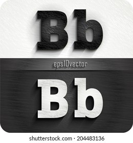 stylish black, white  squared shabby alphabet letters. Uppercase letter "B" and Lowercase  letter "b". eps10. The rest of letters, symbols and numbers of the alphabet in my portfolio.