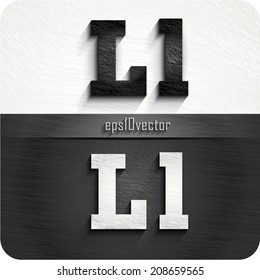stylish black, white squared shabby alphabet letters. Uppercase letter "L" and Lowercase letter "l". eps10. The rest of uppercase and lowercase letters, and symbols of the alphabet in my portfolio.