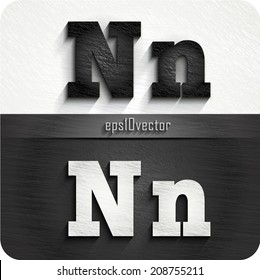 stylish black, white squared shabby alphabet letters. Uppercase letter "N" and Lowercase letter "n". eps10. The rest of uppercase and lowercase letters, and symbols of the alphabet in my portfolio.
