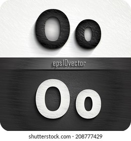 stylish black, white squared shabby alphabet letters. Uppercase letter "O" and Lowercase letter "o". eps10. The rest of uppercase and lowercase letters, and symbols of the alphabet in my portfolio.