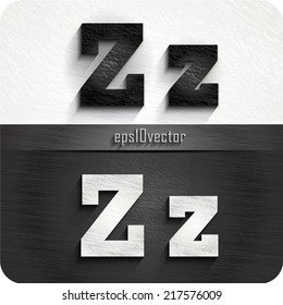 stylish black, white squared shabby alphabet letters. Uppercase letter "Z" and Lowercase letter "z". eps10. The rest of uppercase and lowercase letters and numbers of the alphabet in my portfolio.
