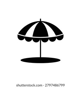 Stylish black and white striped umbrella icon perfect for beach scenes summer events and providing shade in outdoor settings and vacation themes