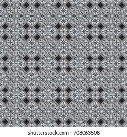 Stylish black and white texture. Seamless pattern with rhombus and polygons forming abstract wallpaper. Vector abstract geometric background.