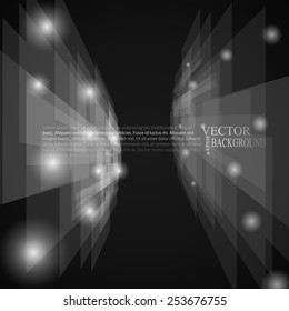 stylish black and white vertical rays abstract mosaic perspective background