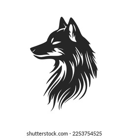 Stylish black and white wolf head vector logo design.