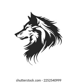 Stylish black and white wolf vector logo design.