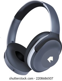 stylish black wireless headphone vector