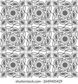 Uma mistura elegante de formas vintage e curvas modernas, este padrão sem costura oferece um olhar lúdico, mas refinado. Ótimo para embalagens de produtos, impressões de roupas, layouts editoriais e marcas criativas. O