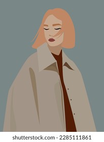 
Rubia elegante en porto. Ilustración de moda. Ilustración vectorial plana para avatar de red social. retrato de mujer de moda. hey qué hay del lema con la chica en la ilustración de estilo de moda callejera