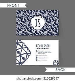 Stylish blue abstract design decorated horizontal business card, name card or visiting card set in blue and white colors. 
