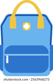 Stylish blue backpack with a prominent yellow handle stands out against white background, symbolizing the excitement and preparation for the back to school season