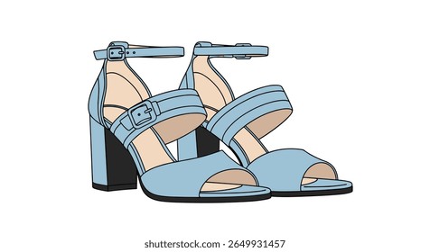 Stylish blue block heel sandals with ankle straps perfect for any occasion