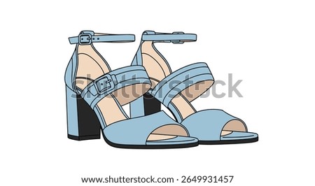 Stylish blue block heel sandals with ankle straps perfect for any occasion