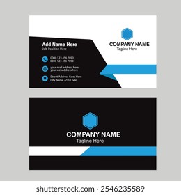Stylish blue business card design template