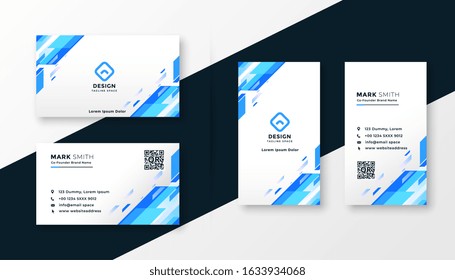 stylish blue business card template design set