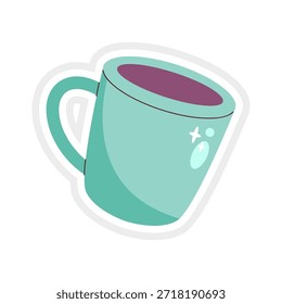 Taza de café azul con estilo en estilo de ilustración plana
