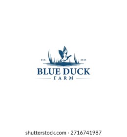 Diseño de logotipo de pato azul con estilo