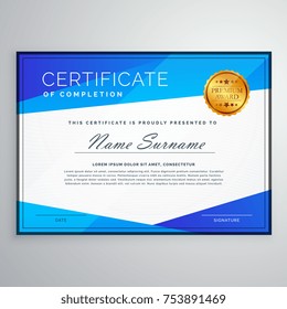 stylish blue geometric certificate template design