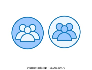 Stylish blue gradient group of people icon symbolizing community, collaboration, or social connection.