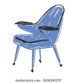 A stylish blue high-back armchair with minimalist design. Ideal for modern interior spaces, providing comfort and elegance in home decor.