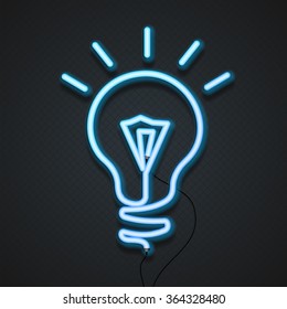 Stylish Blue Light Neon Lamp. Vector illustration