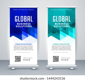 Stylish Blue Modern Rollup Banner Set