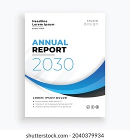 diseño elegante del folleto de negocios del informe anual de la ola azul