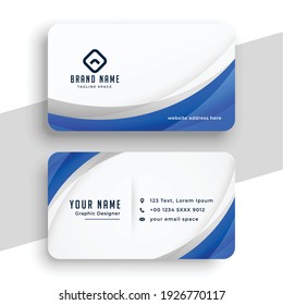 stylish blue wave business card template design