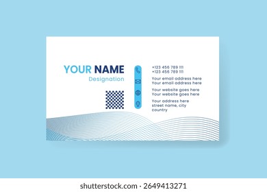 Stylish blue wave business card vector design template