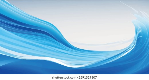 Stylish Blue and White Gradient water ocean  Wave Background Template with a Smooth and Professional Look, Suitable for Brochures, Flyers, and Websites

