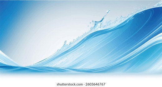 Stylish Blue and White Gradient water ocean Wave Background Template with a Smooth and Professional Look, Suitable for Brochures, Flyers, and Websites
