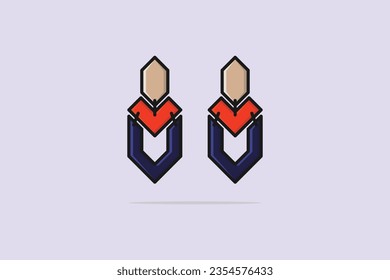 Stylish blue and yellow color earrings jewelry vector illustration. Beauty fashion objects icon concept. Women earrings in unique style vector design. Earring with gemstone. svg