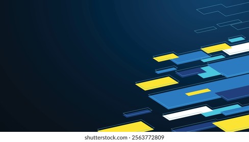 stylish blue yellow green sports background with geometric sharp shapes