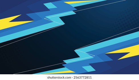 stylish blue yellow green sports background with geometric sharp shapes