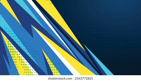 stylish blue yellow green sports background with geometric sharp shapes