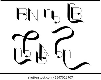 Stylish BN Monogram – Overlapping B and N Letters in Calligraphy Style