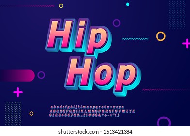 Stylish bold 3D font effect, youth typography style, with highlight gradient color and shadow effect.