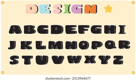 Stylish bold letters in cartoon fonts designed for illustrations, cartoons, or art in a fun and cute style. The colors can be customized as you like.