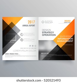 stylish booklet brochure template design with annual report and yellow and black shapes