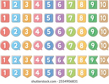 Stylish bordered number icon set