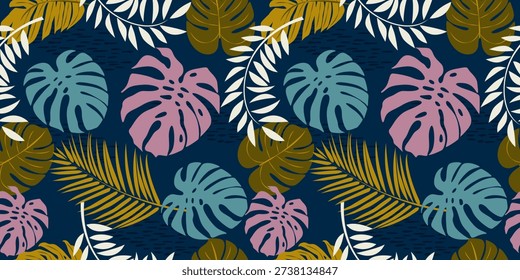 Stylish Botanical Leaves Seamless Pattern with Tropical Theme for fabric and textile print