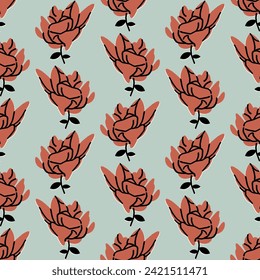 Stylish botanical seamless pattern with flowers. Vector background, illustration, design