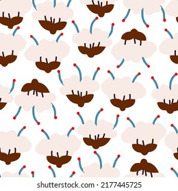 Stylish botanical seamless pattern in neutral colors. Decorative minimalistic plant design for wallpaper, fabric, wrapping paper, etc.