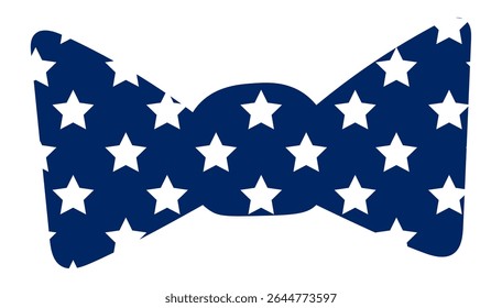 Stylish bow tie with star pattern representing United States of America, symbolizing patriotism, fashion, and national pride during Independence Day or other patriotic events