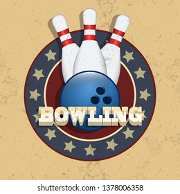 Stylish bowling emblem vector design illustration