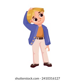 Stylish Boy Character Wear Fashion Apparel and Clothes Vector Illustration
