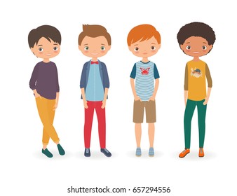 Stylish boys. Cartoon style illustration