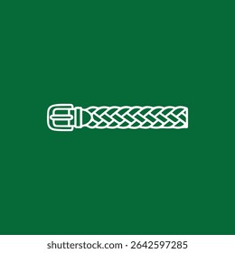 Stylish braided belt illustration in white against a deep emerald green backdrop Minimalist design for fashion accessories