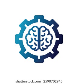 Stylish Brain Gear Icon for Learning